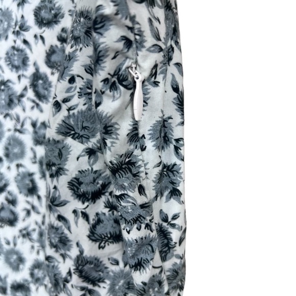 LoveShackFancy Paris Dandelion-Print Puff-Sleeve Mini A-Line Dress 2 Gray White - Picture 9 of 14